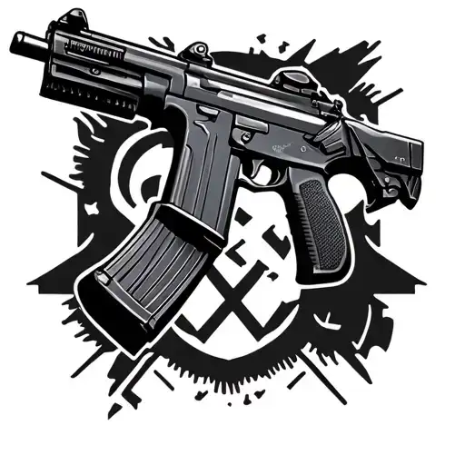 Ak47 integrated into an anime tattoo design idea