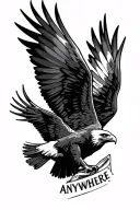 an eagle with outstretched wings, the inscription ANYWHERE on the bottom, and all this on a beautiful background. The ea tattoo design idea