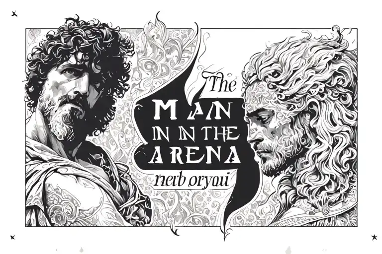 quote "the man in the arena" gothic   tattoo design idea