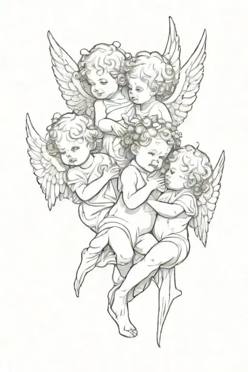 3 baby Angels tattoo design idea