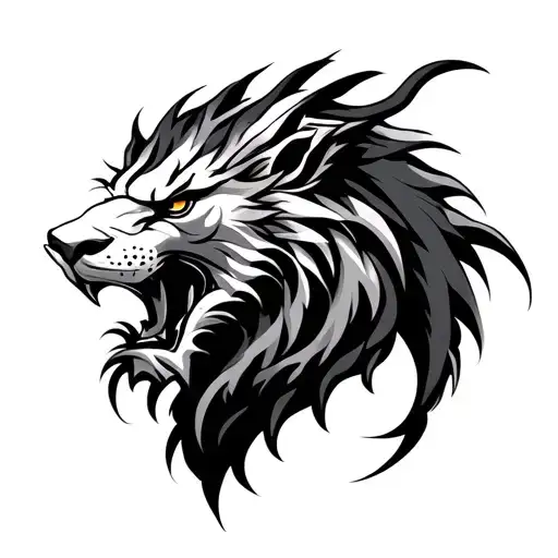 Dragon Lion head tattoo design idea