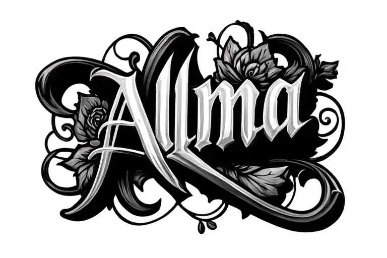 Put the name written "Alma" tattoo design idea