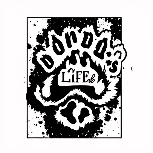 dog paw print tattoo on hand donds life wording on knuckles  tattoo design idea