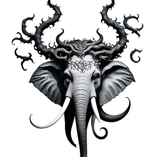 Elephant, poison tree, Medusa head, maleficent tattoo design idea