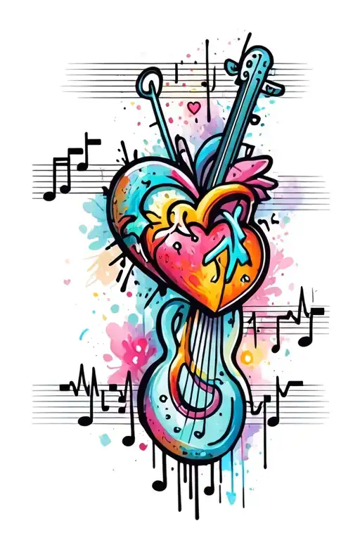 music heartbeat love heart tattoo design idea