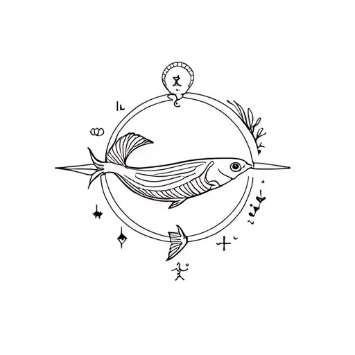 Zodiac sign aquarium tattoo design idea
