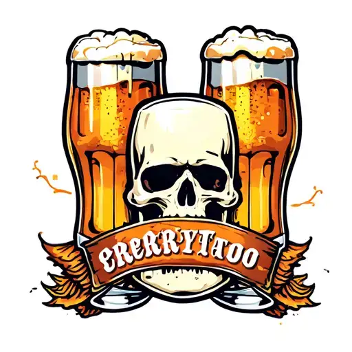 beer graveyard tattoo design idea