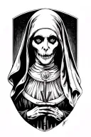 Spooky evil nun tattoo design idea
