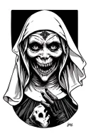 Spooky evil nun tattoo design idea