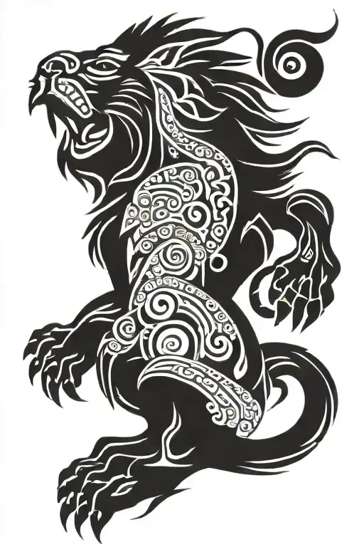 polynesian lion protect your energy tattoo design idea