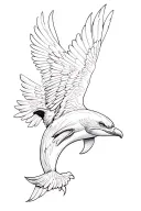 Dolphin and eagle tattoo design idea