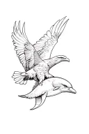 Dolphin and eagle tattoo design idea
