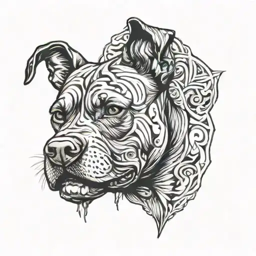 black pitbull sharp ears tattoo design idea