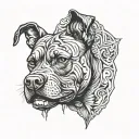 black pitbull sharp ears tattoo design idea