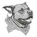 black pitbull sharp ears tattoo design idea