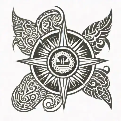 tribal with Philippine sun and Guam seal   tattoo design idea
