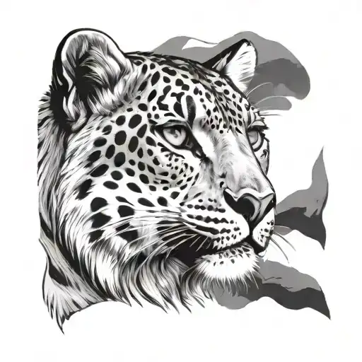 snow leopard head tattoo design idea