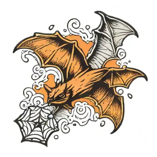 bats flying tattoo design idea