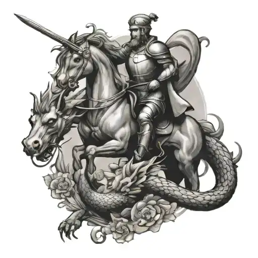 st george killing a dragon tattoo design idea