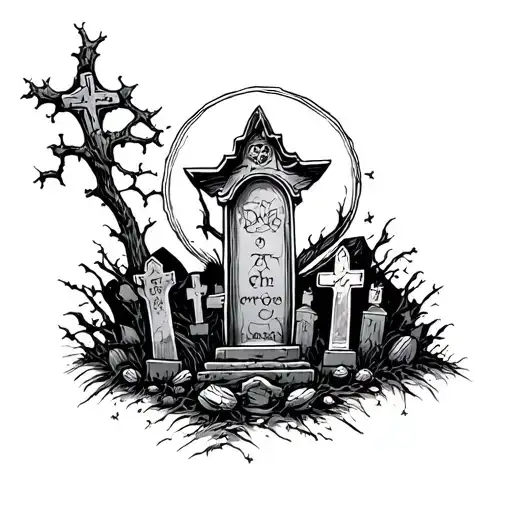 Graveyard forearm sleeve tattoo design idea