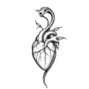 snake, anatomic heart, lilie tattoo design idea