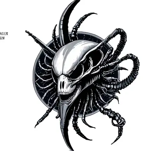 vitruvian xenomorph tattoo design idea