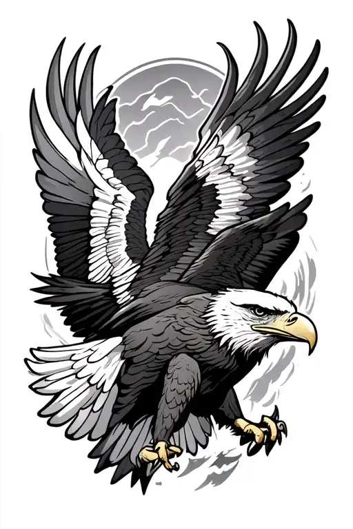 bold eagle soaring tattoo design idea