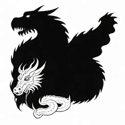 bipolar affectivity dragon two heads looking tattoo design idea