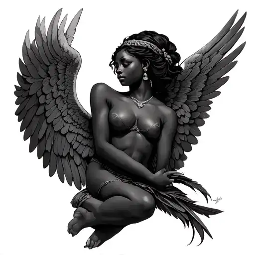 African Angel tattoo design idea