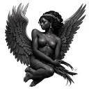 African Angel tattoo design idea