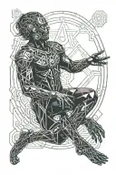 male god full body symbolizing power and rebirth tattoo design idea