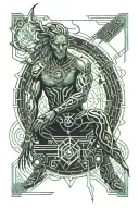 male god full body symbolizing power and rebirth tattoo design idea