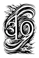 "3 10 22" a wave and a twin flame tattoo design idea