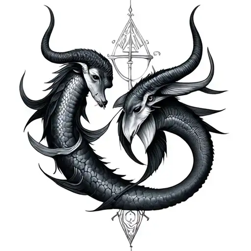 Cancer, libra, capricorn and pisces combined together tattoo design idea