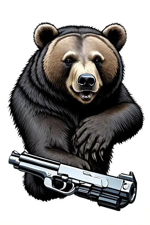 bear gun tattoo design idea