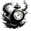 wind laughter and needle clock tattoo design idea