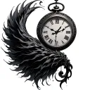 wind laughter and needle clock tattoo design idea
