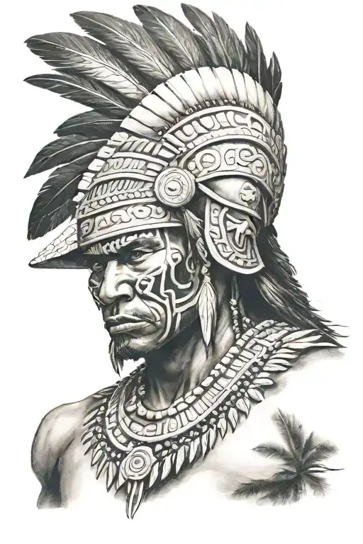 Brazilian indigenous warrior tattoo design idea
