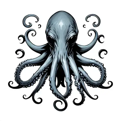 demon octopus cthulhu hand simple tattoo design idea