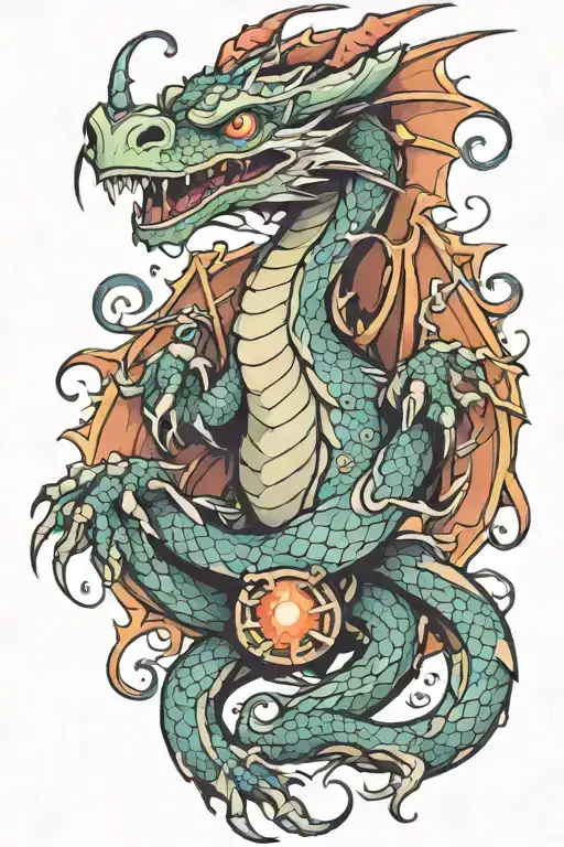 dragon with eyes surrounding it  tattoo design idea