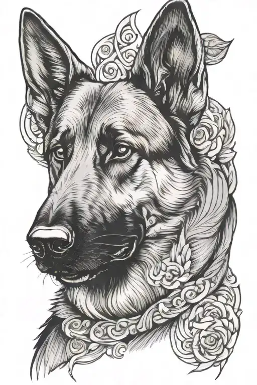 german shepherd dog tattoo design idea