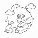 medusa moon clouds forming the shape tattoo design idea
