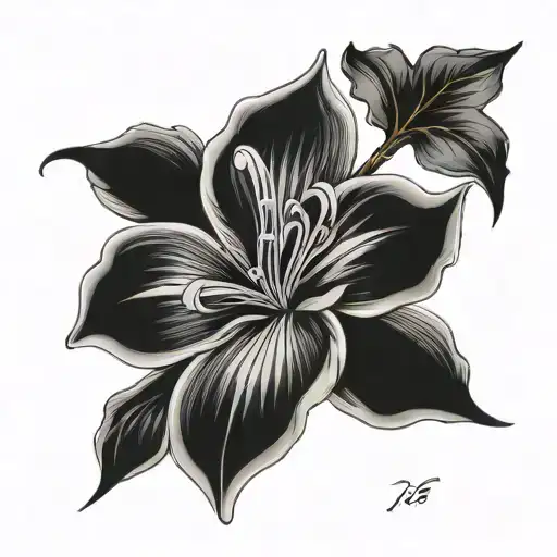 Violet flower fine line with roman numeral 02 22 2008 as the stem tattoo design idea