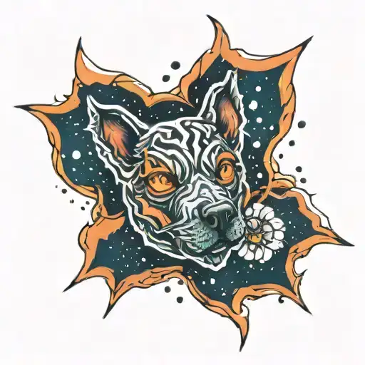 supernova with paw print tattoo design idea