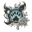 supernova with paw print tattoo design idea