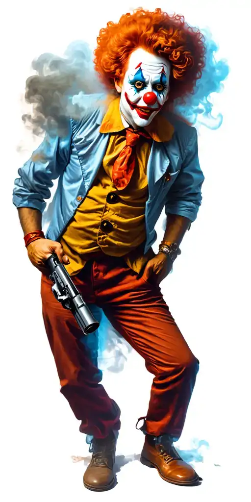 Clowns with smoke gun tattoo design idea