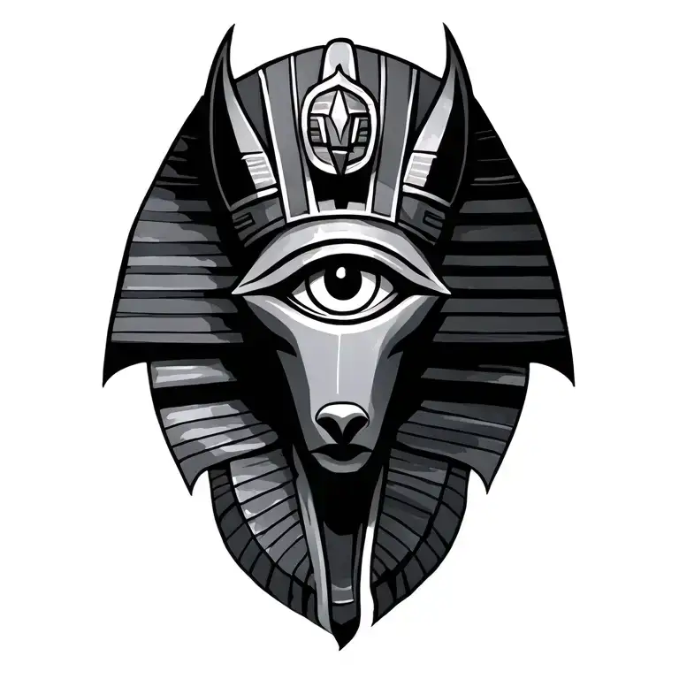 Evil Eye Egyptian god Anubis tattoo design idea