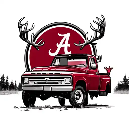 Alabama Crimson Tide, Deer, Truck, tattoo design idea