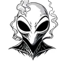 Alien Smoking Weed tattoo design idea