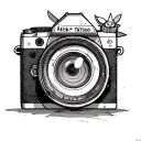 Camera with a rick and morty portal on the lens tattoo design idea